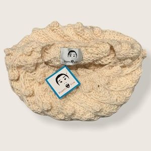 Eugenia Kim Cream Chunky Knit Beret Pom Pom Wool Blend Winter Hat